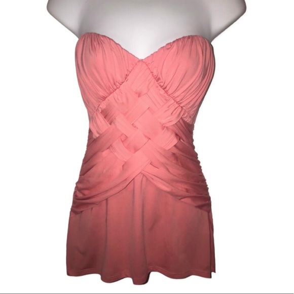 Marciano Sweetheart Weaved Coral Pink Tube Top - Picture 2 of 2